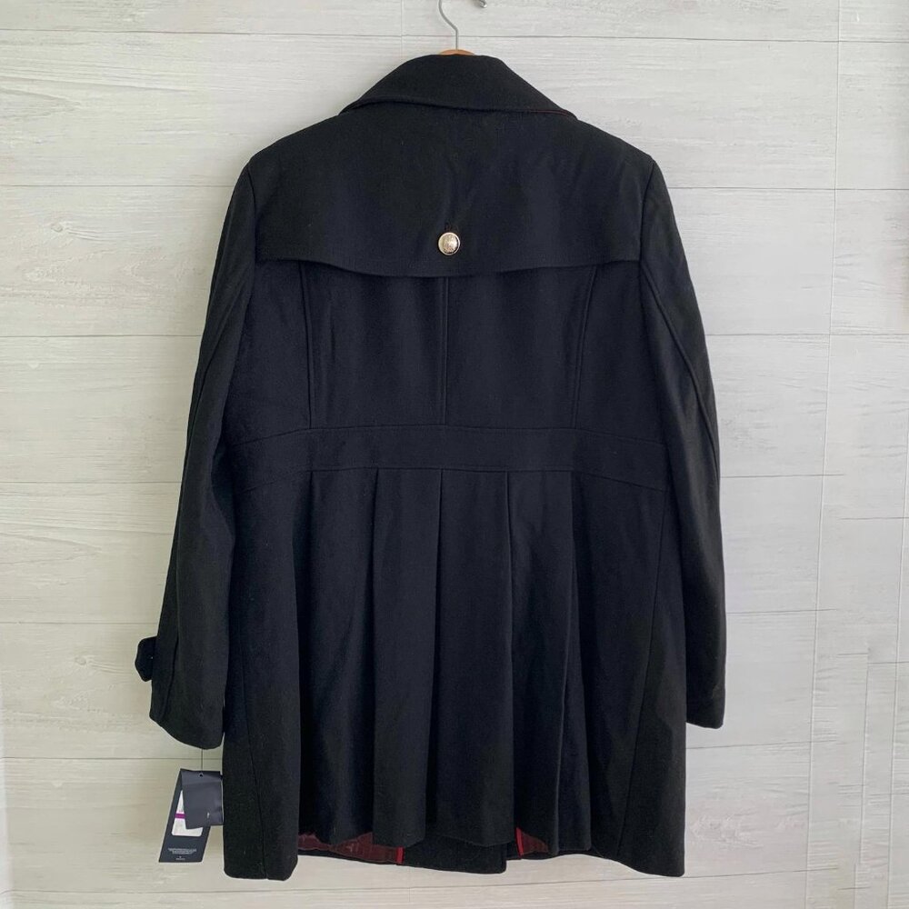 NWT Tommy Hilfiger - Black wool blend double breasted pleated back pea coat, XXL - Picture 8 of 8